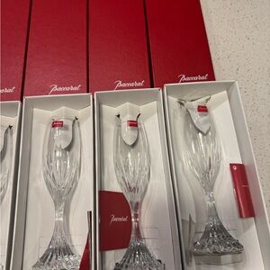Baccarat Massena THREE Champagne Flutes NIB Retail $530 per Pair,  (3 TOTAL)  NI